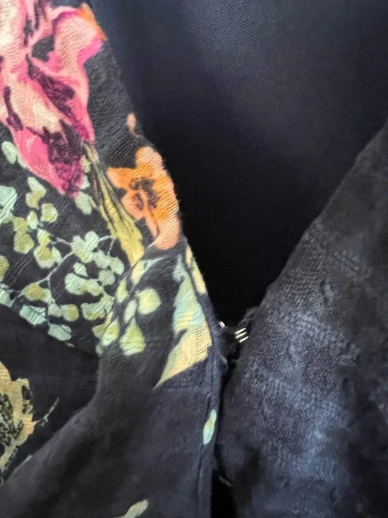 LC Lauren Conrad Navy Blue Floral Cottagecore Maxi Ruffle Tie Waist Dress Large - Picture 10 of 12